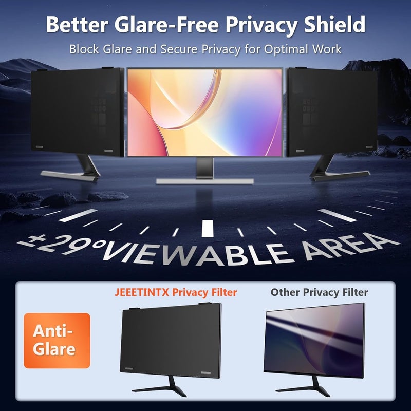 JEEETINTX Magnetic Computer Privacy Screen Filter 27 Inch for Frameless Monitor Thin Bezel 16:9 Widescreen, Hanging Removable Anti Glare Blue Light Privacy Filter Protector Eye Care - Image 3